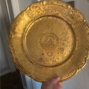 Rare Antique Hutschenreuther Sylvia Cabinet Plate Hand-Painted 22K Gold